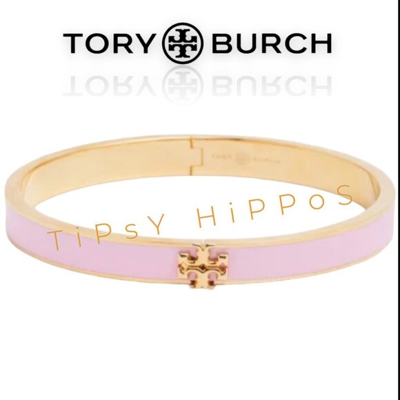 Tory Burch Pink Kira Hinged Bangle Bracelet - Picture 1 of 5